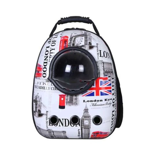 Black and white penguin-shaped pet carrier backpack with a transparent bubble window and ventilation holes. - Image 13