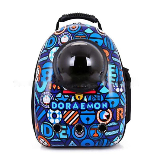 Black and white penguin-shaped pet carrier backpack with a transparent bubble window and ventilation holes. - Image 18