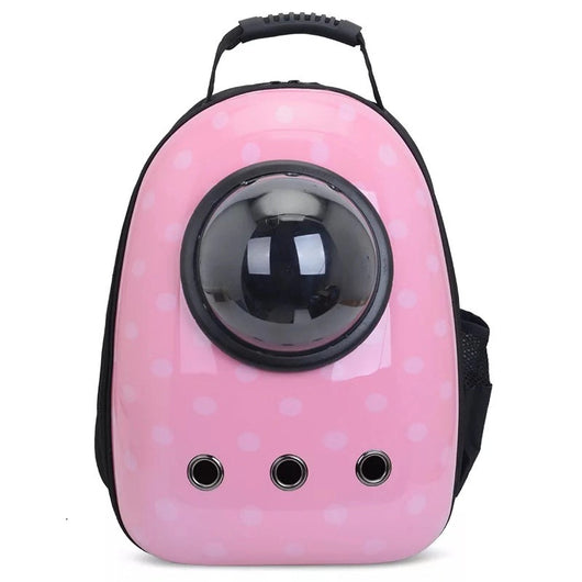 Black and white penguin-shaped pet carrier backpack with a transparent bubble window and ventilation holes. - Image 17