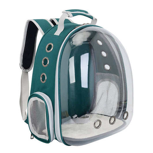 Black and white penguin-shaped pet carrier backpack with a transparent bubble window and ventilation holes. - Image 20