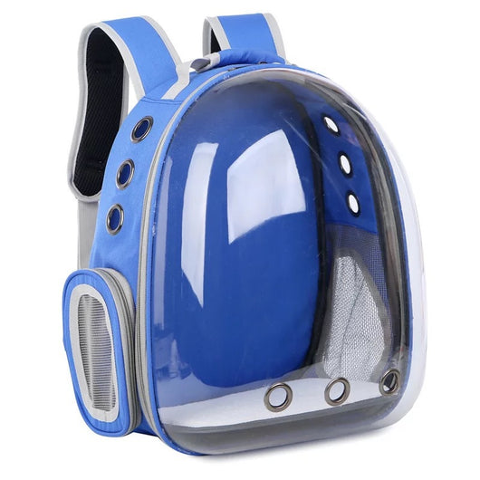 Black and white penguin-shaped pet carrier backpack with a transparent bubble window and ventilation holes. - Image 21