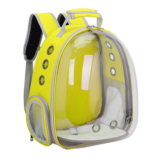 Black and white penguin-shaped pet carrier backpack with a transparent bubble window and ventilation holes. - Image 31