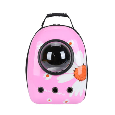 Black and white penguin-shaped pet carrier backpack with a transparent bubble window and ventilation holes. - Image 36