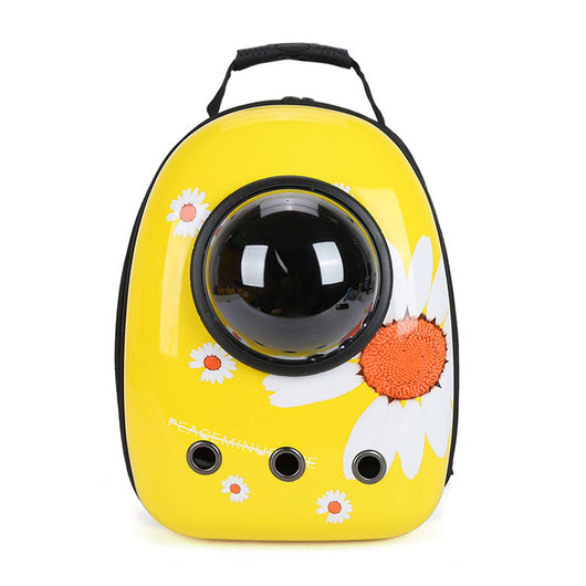 Black and white penguin-shaped pet carrier backpack with a transparent bubble window and ventilation holes. - Image 38