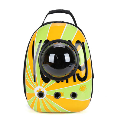 Black and white penguin-shaped pet carrier backpack with a transparent bubble window and ventilation holes. - Image 39