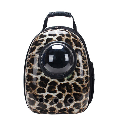 Black and white penguin-shaped pet carrier backpack with a transparent bubble window and ventilation holes. - Image 40