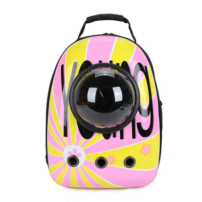 Black and white penguin-shaped pet carrier backpack with a transparent bubble window and ventilation holes. - Image 43