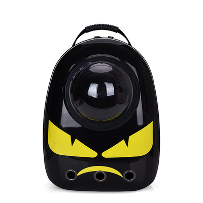 Black and white penguin-shaped pet carrier backpack with a transparent bubble window and ventilation holes. - Image 41