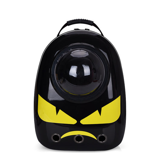 Black and white penguin-shaped pet carrier backpack with a transparent bubble window and ventilation holes. - Image 41