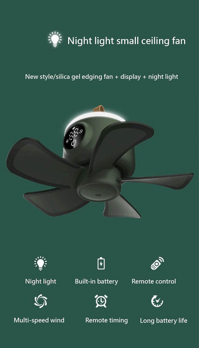 Ventilador de Techo Mini Silencioso con Luz LED y Control Remoto USB Recargable - Image 9