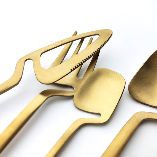 Juego de Cubiertos de Lujo Arcoíris Oro Mate - Servicio de Mesa Completo