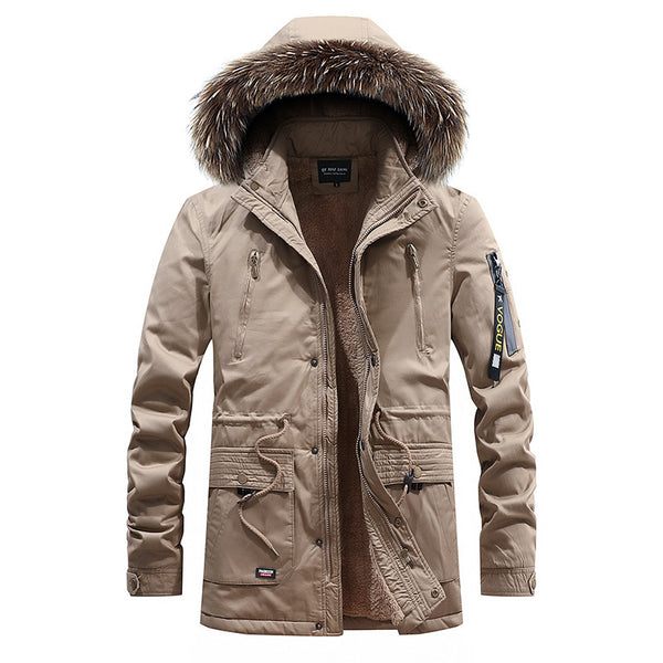 Chaqueta Impermeable Hombre Invierno Corte Slim Acolchada con Capucha Tallas Grandes
