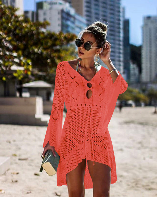 Blusa Protectora de Playa con Encaje Calado y Falda Larga - Image 6