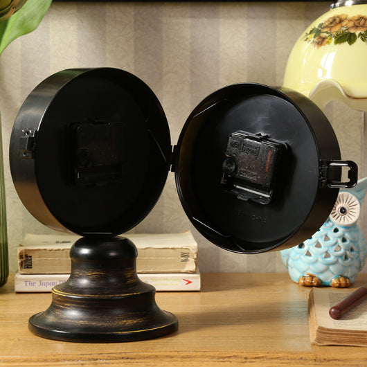 Reloj de Escritorio Doble Cara Estilo Vintage Silencioso para Sala y Oficina - Image 13