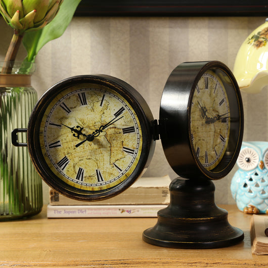 Reloj de Escritorio Doble Cara Estilo Vintage Silencioso para Sala y Oficina - Image 6
