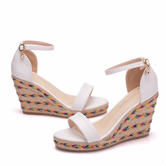 Sandalias Plataforma Cuña Bohemias de Paja