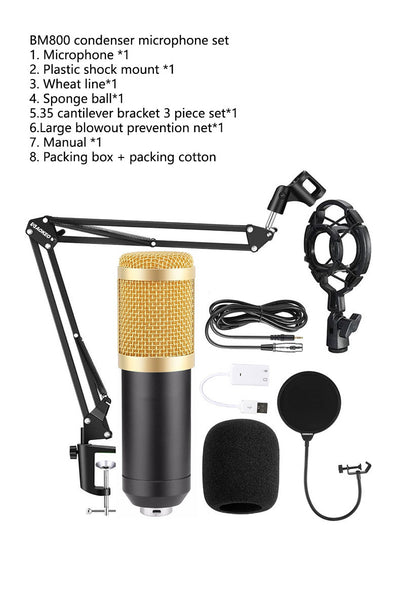 Kit de Micrófono Condensador BM800 con Tarjeta de Sonido V8 para Streaming y Grabación Profesional - Image 7