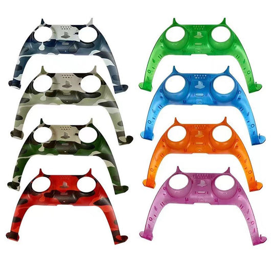 Blue, grey, and white camouflage replacement shell for a PS5 game controller, shown against a white background. - Image 9