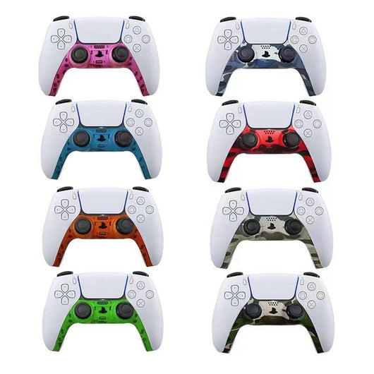 Blue, grey, and white camouflage replacement shell for a PS5 game controller, shown against a white background. - Image 11