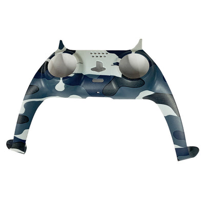 Blue, grey, and white camouflage replacement shell for a PS5 game controller, shown against a white background. - Image 6