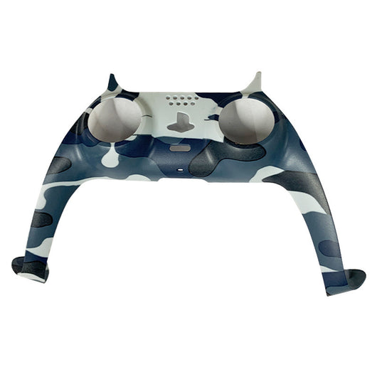 Blue, grey, and white camouflage replacement shell for a PS5 game controller, shown against a white background. - Image 6