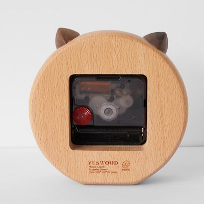 Reloj Despertador de Madera Estilo Gato - Silencioso para Dormitorio - Image 10