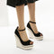 Sandalias Cuña Estilo Europeo Punta Abierta con Cinturón y Tacón Alto