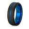 Anillo de Acero Tungsteno Bicolor Azul y Negro 8mm con Ranura