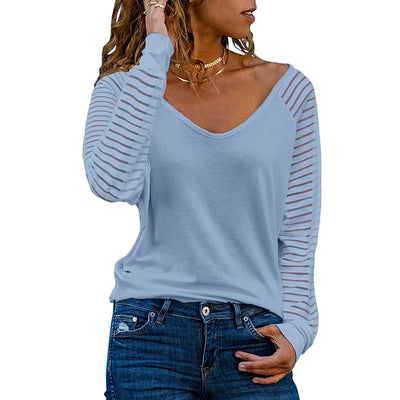 Blusa Mujer Cuello V con Mangas Rayas Modernas - Image 7