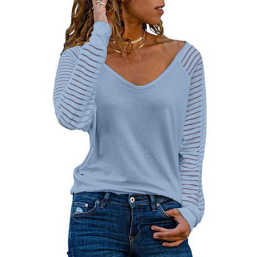 Blusa Mujer Cuello V con Mangas Rayas Modernas - Image 7