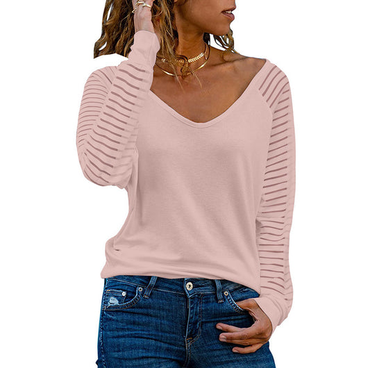Blusa Mujer Cuello V con Mangas Rayas Modernas - Image 5