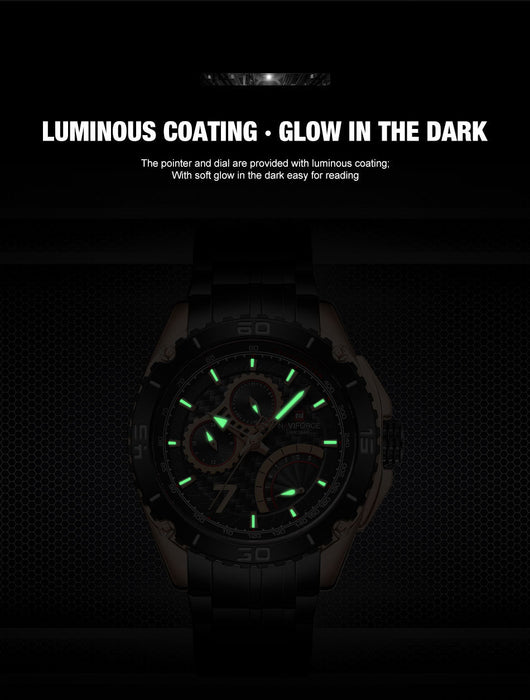 Reloj Deportivo Lingxiang 9183 Acero Inoxidable Calendario Seis Agujas - Image 9