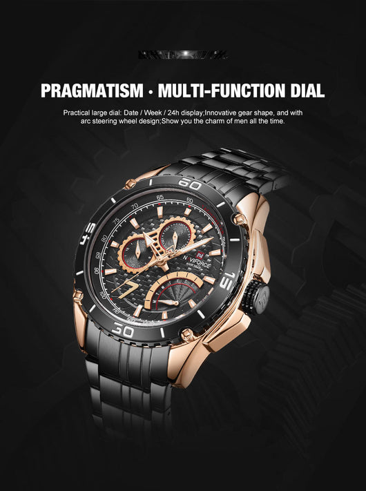 Reloj Deportivo Lingxiang 9183 Acero Inoxidable Calendario Seis Agujas - Image 7