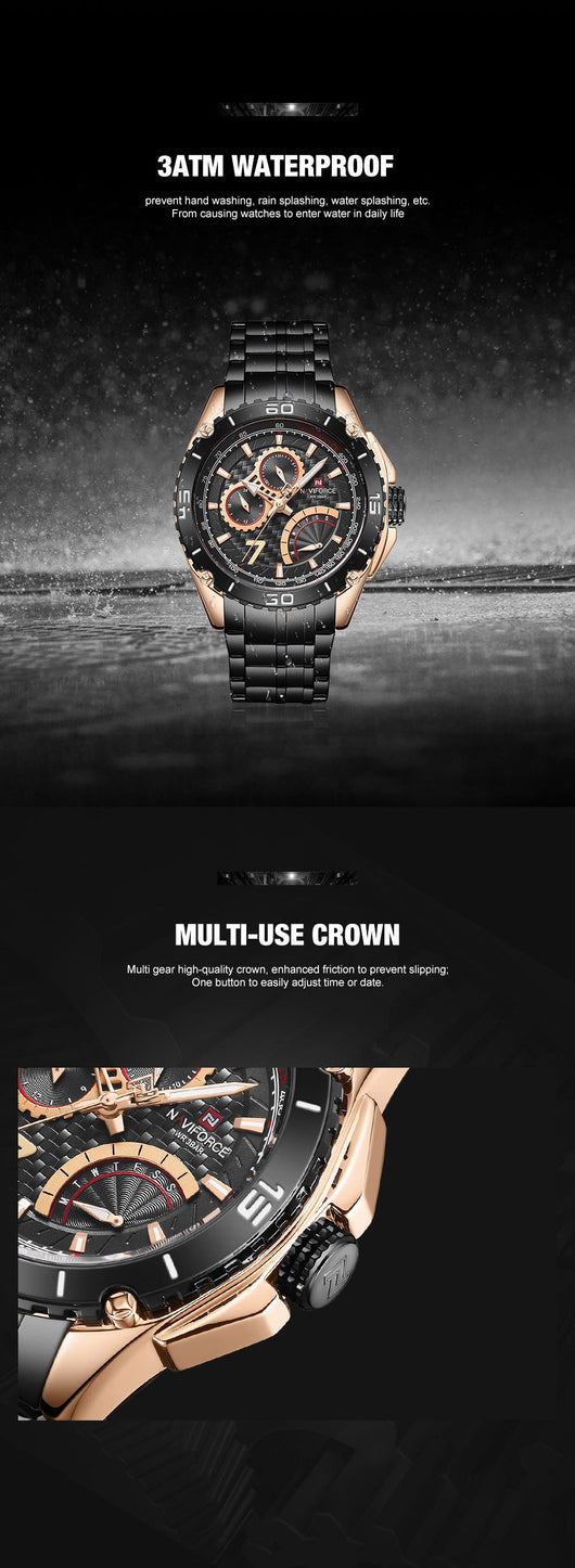 Reloj Deportivo Lingxiang 9183 Acero Inoxidable Calendario Seis Agujas - Image 8