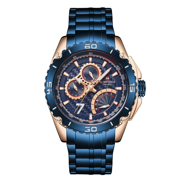 Reloj Deportivo Lingxiang 9183 Acero Inoxidable Calendario Seis Agujas