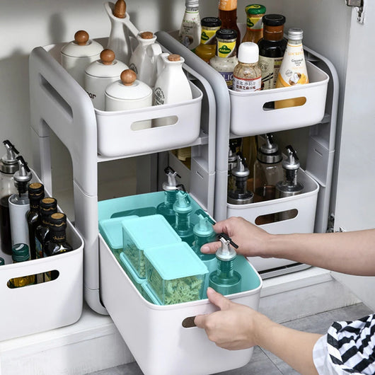 Organizador de Cocina de 2 Niveles - Armario Compacto de Almacenamiento