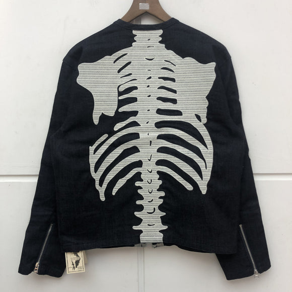 Chaqueta Retro Kapital Hirata Kazuhiro con Bordado de Esqueleto y Cierre en Costilla