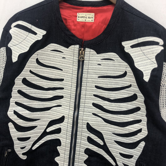 Chaqueta Retro Kapital Hirata Kazuhiro con Bordado de Esqueleto y Cierre en Costilla - Image 3