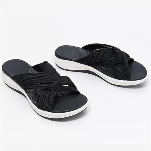 Sandalias Cuña Mujer Talla Grande - Suela Gruesa Tejido Volador Cruzado - Image 3