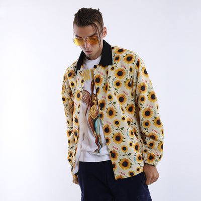 Chaqueta Casual para Hombre con Cuello Alto y Patrón de Alfabeto Inglés - Image 4