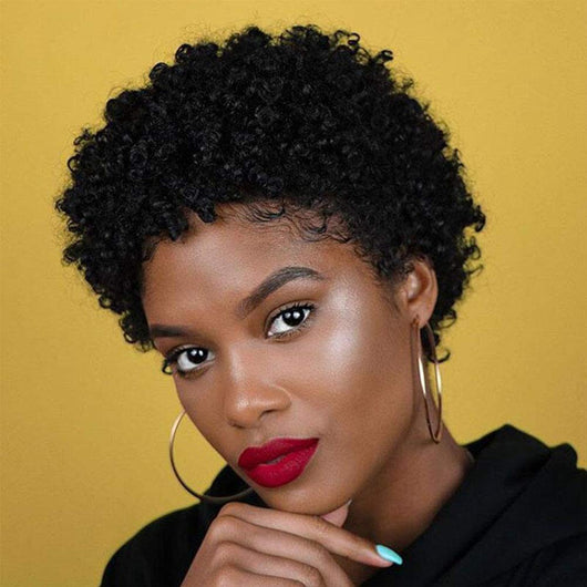 Peluca Rizada Africana Natural para Mujer - Cabello Real Corto y Ondulado - Image 2