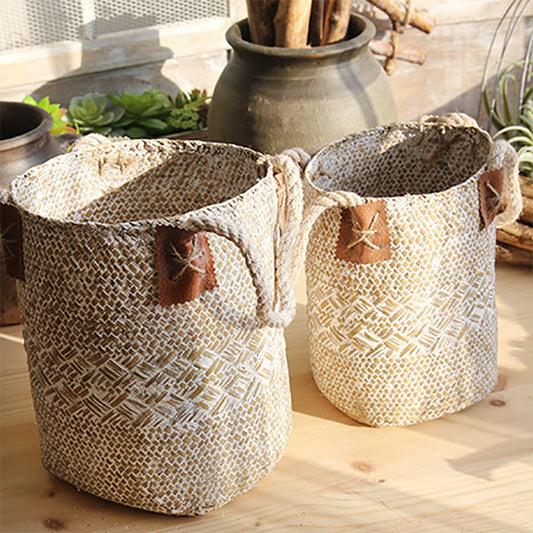 Macetas Tejidas de Fibra Natural Estilo Rústico para Plantas