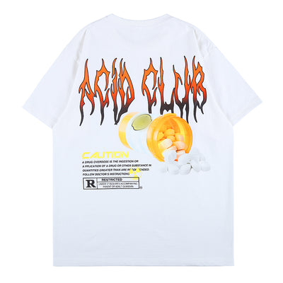Camiseta Suelta Estampado Smile Pill Hip-Hop para Hombre y Mujer - Image 10