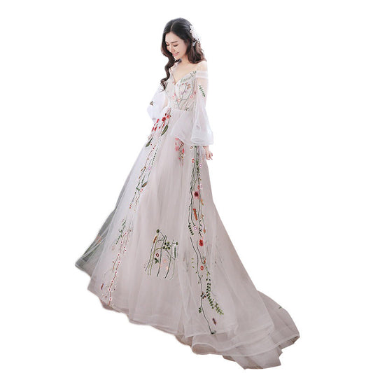 Vestido de Novia Hada Retro con Cola de Tul Etéreo