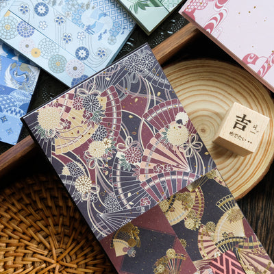 Fenghuaxueyue Series decorative paper pack with blue and white retro patterns, including waves, cranes, and geometric designs. - Image 2
