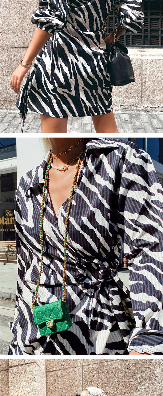 Vestido Camisero Zebra Elegante con Manga Larga Ajustado - Image 11