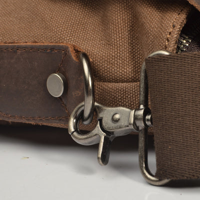Bolsa de Hombro para Hombre en Cuero Crazy Horse con Lona - Image 14