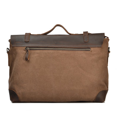 Bolsa de Hombro para Hombre en Cuero Crazy Horse con Lona - Image 2