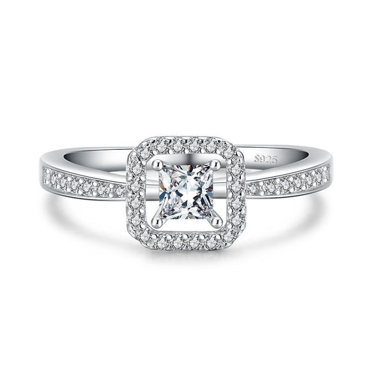 Anillo de Plata Esterlina Cuadrado Hueco para Mujer