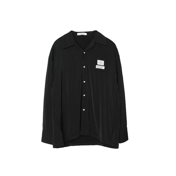 Camisa de Satén Lujo con Cuello Cubano y Manga Larga